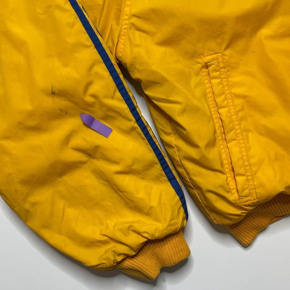 Adidas Reversible Jacket Large Yellow Nylon Gray Fleece Hooded Full Zip - Picture 8 of 8